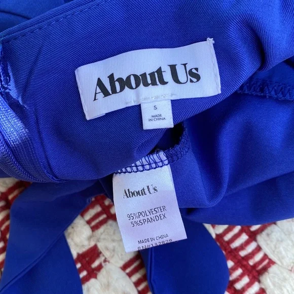 ABOUT US royal blue tie front Krystol wide leg jumpsuit S Revolve - Picture 12 of 13